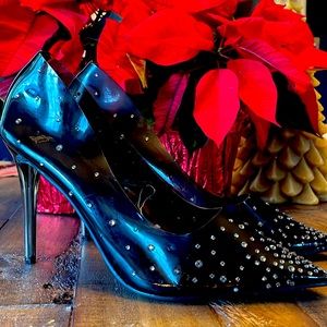 Bisou Bisou translucent rhinestone heels black size 11